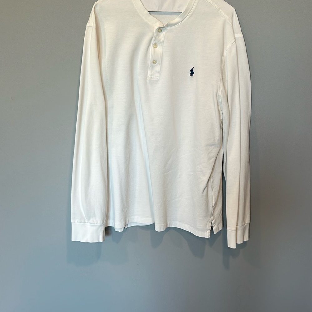 Ralph Lauren Men's White Henley Long Sleeve
